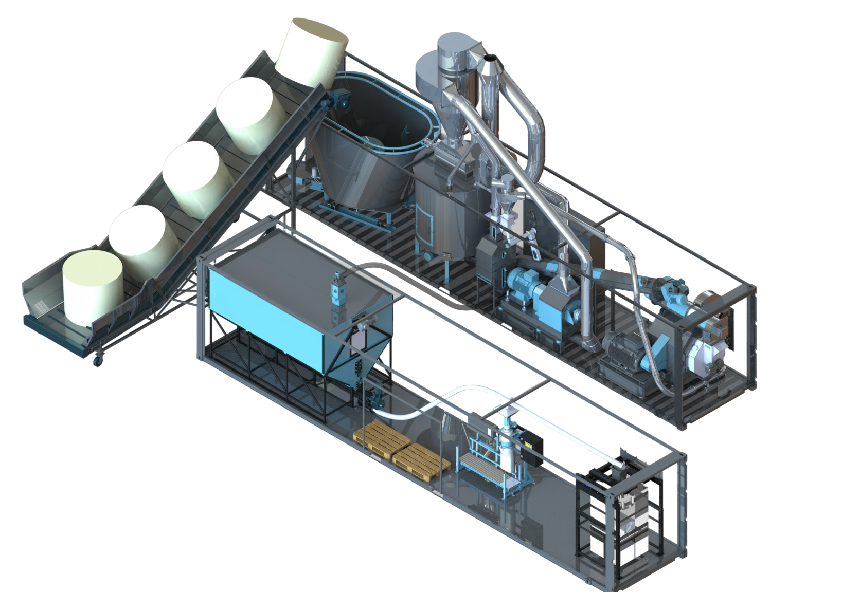 PelletCore two-module 45FT base line — process flow map